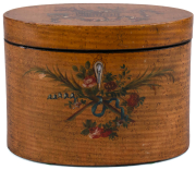 View 1: George III Painted Harewood Oval Tea Caddy, c. 1790