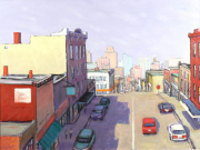 View 1: Mark Horton (b.1953) "City Neighborhood on Hill" 36" x 48"